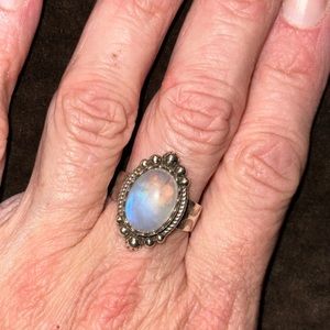 Rainbow moonstone ring